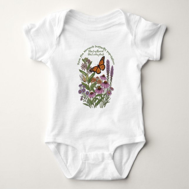 Save The Monarch Butterfly Population Baby Bodysuit (Front)