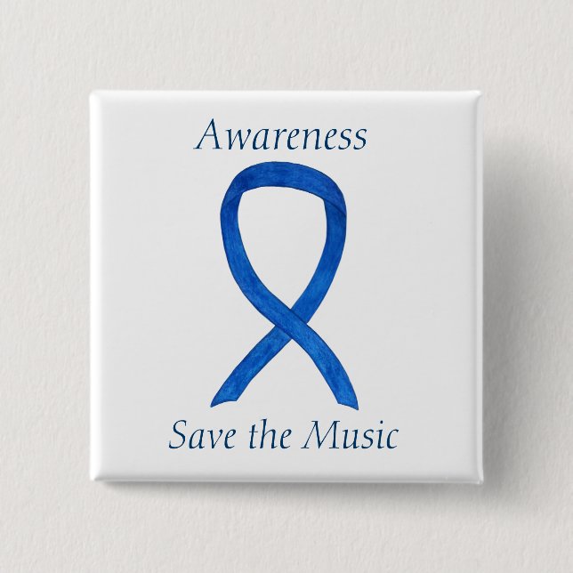 Save the Music Awareness Custom Ribbon Pin (Front)