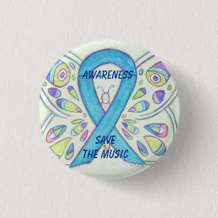 Save the Music Blue Butterfly Awareness Ribbon Pin