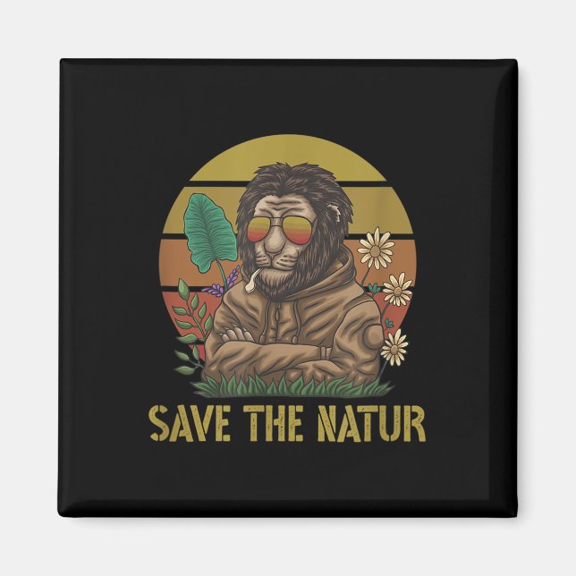 Save The Nature Save The Nature Lion Environmental Magnet (Front)