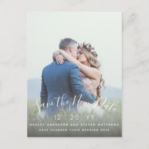 Save the New Date Wedding Script Photo Postponed Postcard