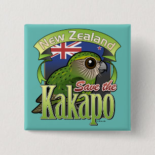 Save the New Zealand Kakapo 15 Cm Square Badge