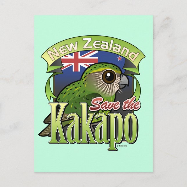 Save the New Zealand Kakapo Postcard (Front)