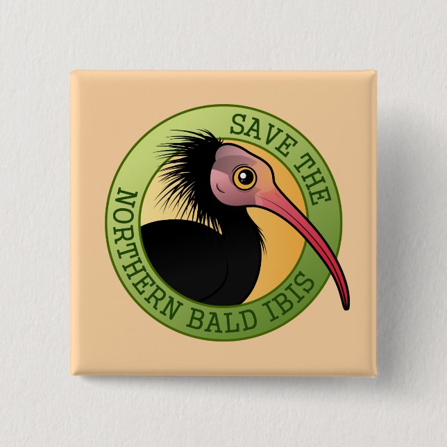 Save the Northern Bald Ibis 15 Cm Square Badge (Front)