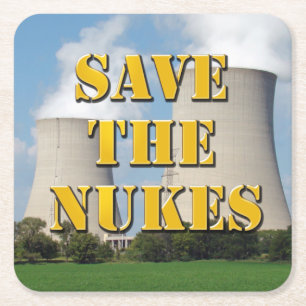 Save The Nukes Square Paper Coaster