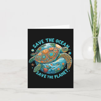 Save The Ocean Save The Planet Cute Sea Turtle Card
