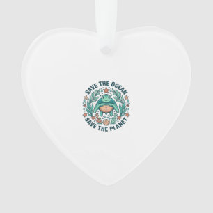 Save the Ocean Sea Turtle Vintage Engraving Shirt_ Ornament