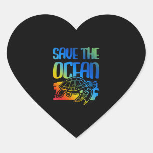 save the ocean turtle heart sticker