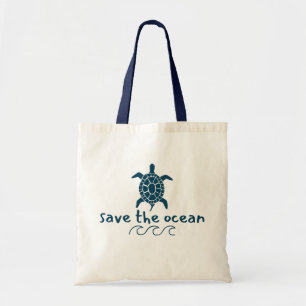 save the ocean. turtle. Totes & Beach Bags