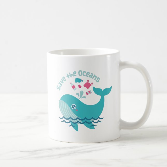 Save the Oceans, Cute Whale Coffee Mug (Right)