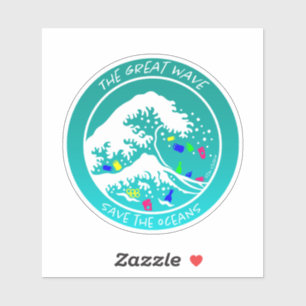 "Save the Oceans" Laptop Sticker (Green)