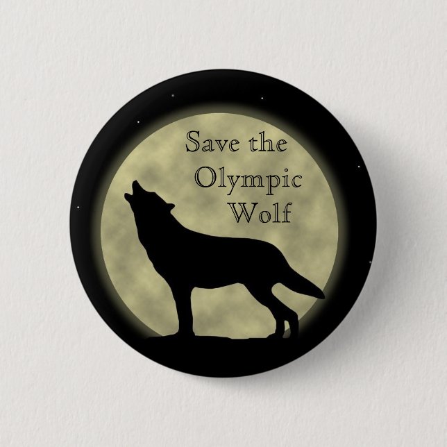 Save the Olympic Wolf 6 Cm Round Badge (Front)