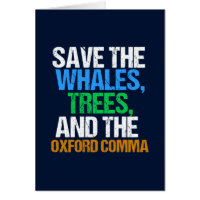 Save the Oxford Comma Funny Grammar Card