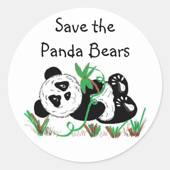 Save the Panda Bears Classic Round Sticker (Front)
