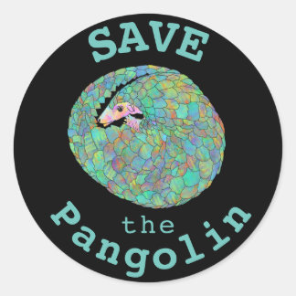 Save the Pangolin Colorful Endangered Species Art Classic Round Sticker