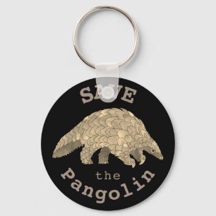 Save the Pangolin Cute Endangered Animal Activist Key Ring