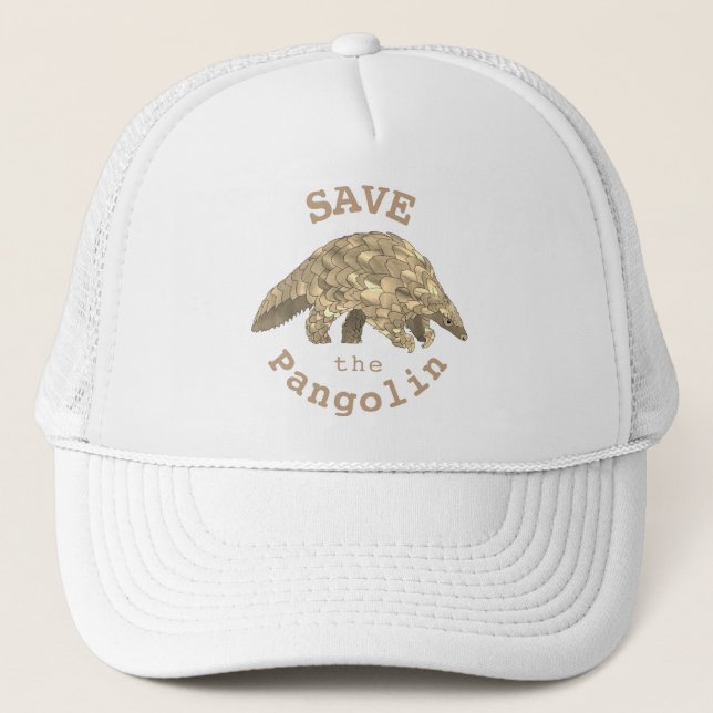 Save the Pangolin Endangered Species Animal Art Trucker Hat (Front)