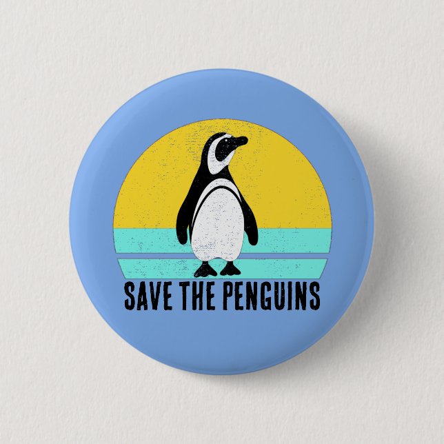 Save The Penguins 6 Cm Round Badge (Front)