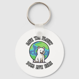 Save The Planet Dogs Live Here Funny Dog Earth Day Key Ring