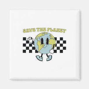 Save The Planet Earth Day Environment Retro Groovy Magnet
