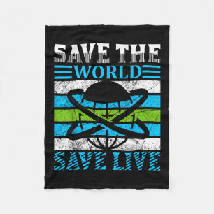 Save The Planet Earth Globe Environmental Protecti Fleece Blanket