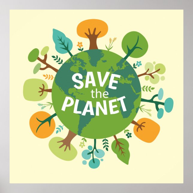 Save the Planet Earth Illustration Poster (Front)