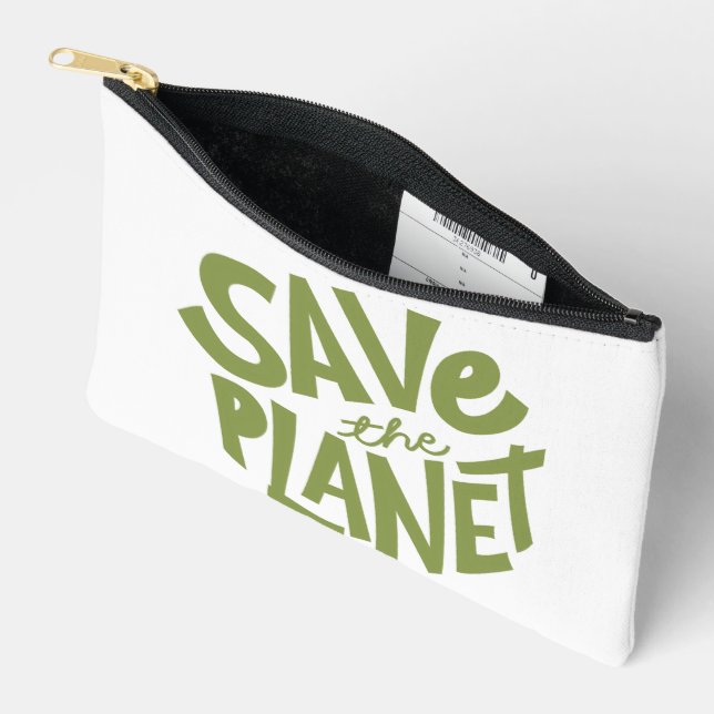 Save the Planet Eco Design Accessory Pouch (Open)