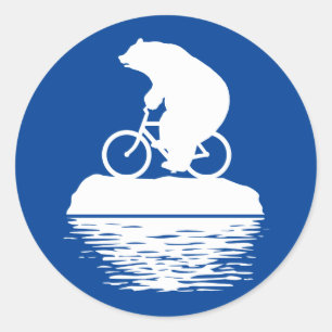 Save the Planet: Polar Bear Bicycle Round Stickers