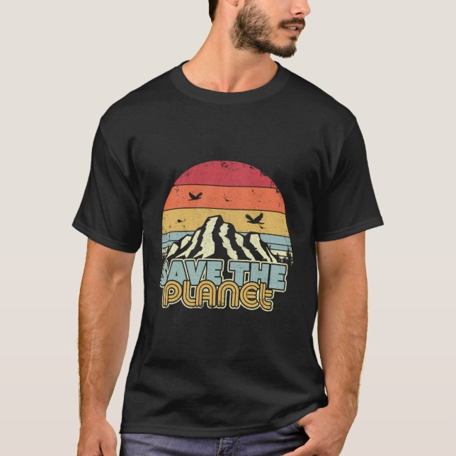 Save The Planet Retro Climate Change T-Shirt (Front)