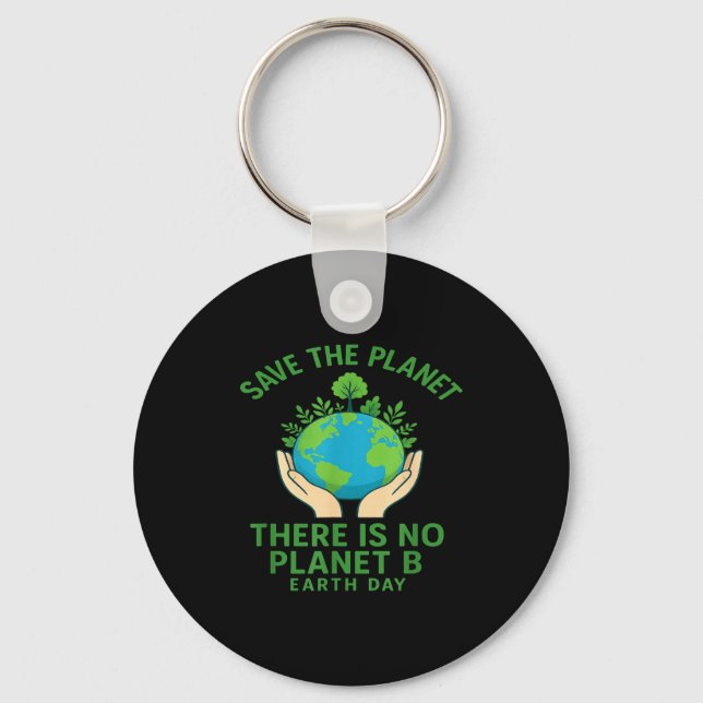 Save The Planet - There Is No Planet B - Go Green  Key Ring (Front)