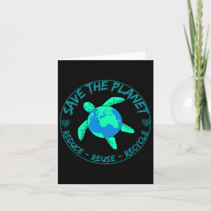 Save The Planet Turtle Recycle Earth Day Environme Card
