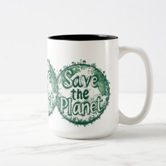 Save the planet Two-Tone coffee mug