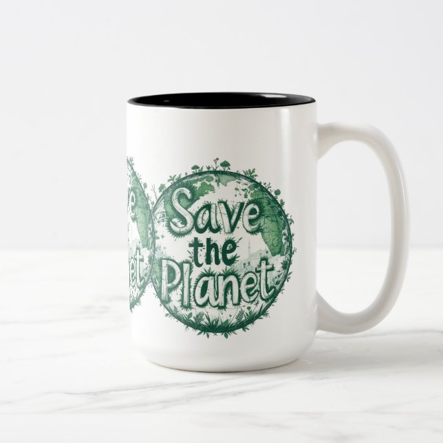Save the planet  Two-Tone coffee mug (Right)