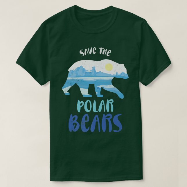 Save The Polar Bear Design For Climate Change Awar T-Shirt (Design Front)