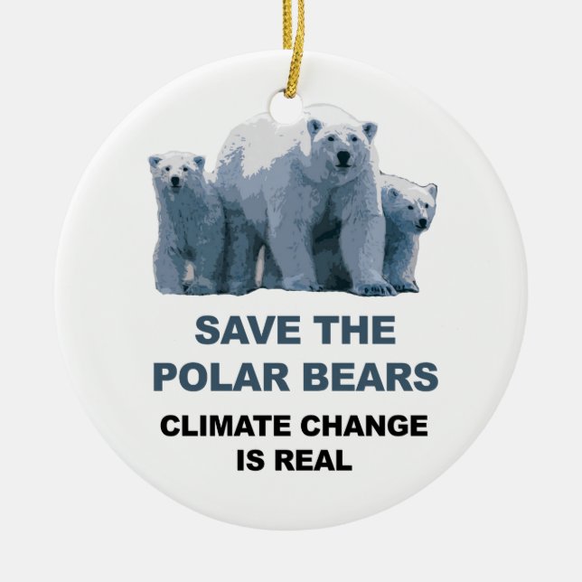 Save the Polar Bears Ceramic Tree Decoration (Front)