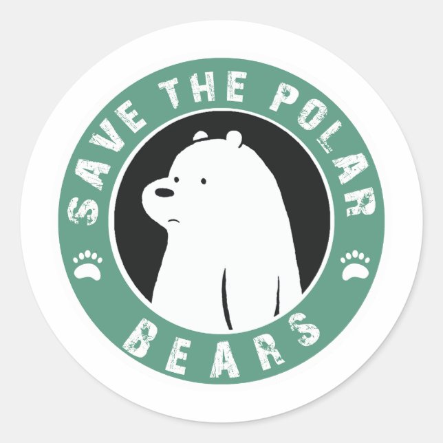 Save the Polar Bears Classic Round Sticker (Front)