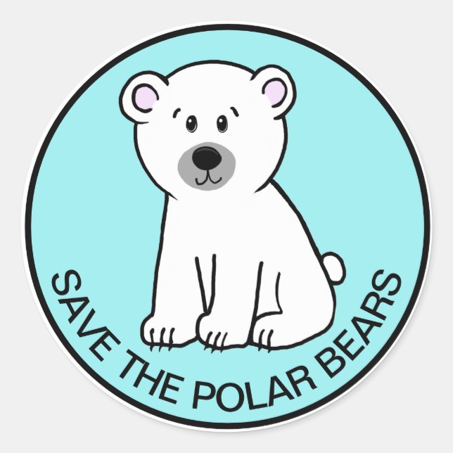 SAVE THE POLAR BEARS CLASSIC ROUND STICKER (Front)