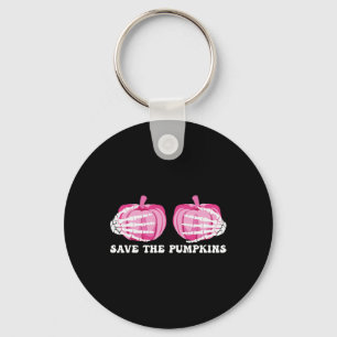 Save The Pumpkins Halloween Breast Cancer Awarenes Key Ring