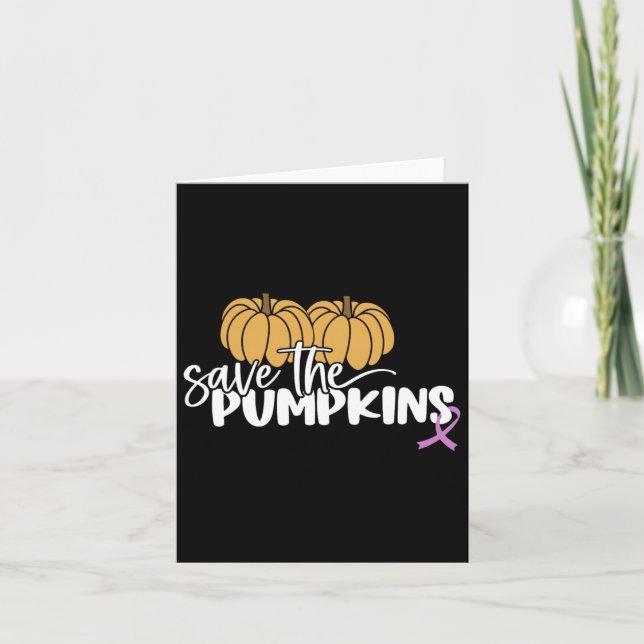 Save The Pumpkins Halloween Breast Cancer Supporte Card (Front)
