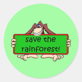save the rainforest classic round sticker