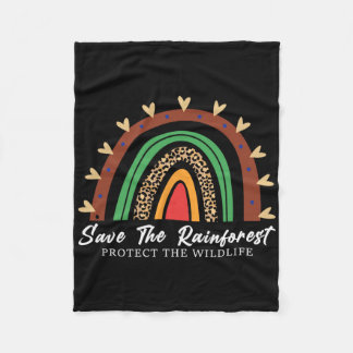 Save The Rainforest Protect The Wildlife Environme Fleece Blanket