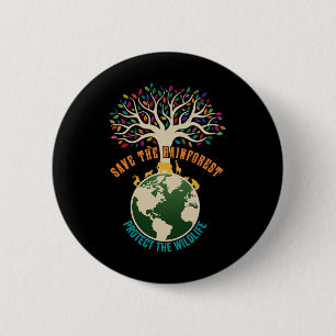 Save The Rainforest Protect The Wildlife Vintage E 6 Cm Round Badge