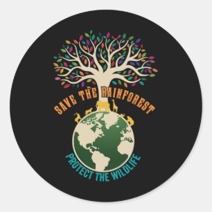 Save The Rainforest Protect The Wildlife Vintage E Classic Round Sticker