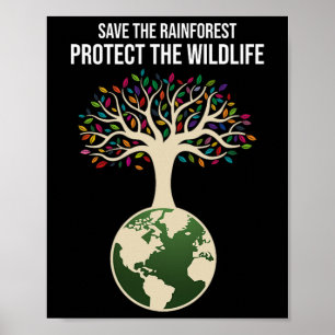 Save The Rainforest Protect The Wildlife Vintage E Poster