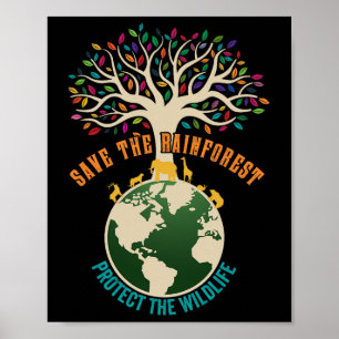Save The Rainforest Protect The Wildlife Vintage E Poster