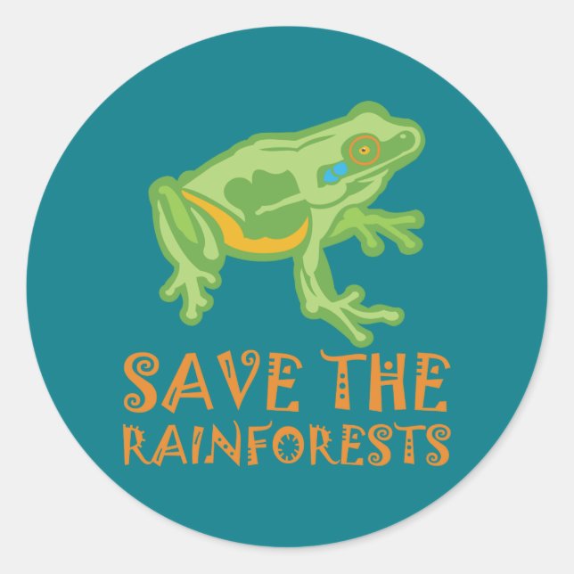 save-the-rainforests Tree Frog Classic Round Sticker (Front)