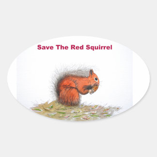 Save the red squirrel oval sticker