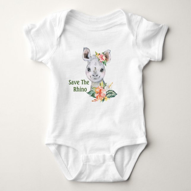 Save The Rhino Baby Bodysuit (Front)