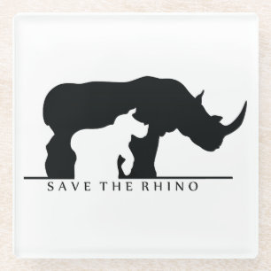 Save the Rhino Glass Coaster