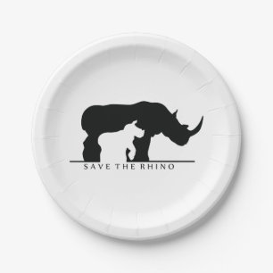 Save the Rhino Paper Plate